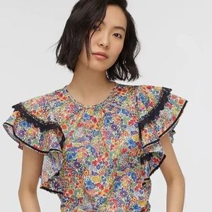 J.Crew Cotton Poplin Liberty Margaret Annie Floral Flutter Sleeve S